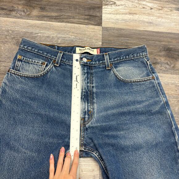 2000s Levis 505 Dark Wash Faded Blue Mens 34x29 Regular Straight Jeans Red Tab - Picture 13 of 16